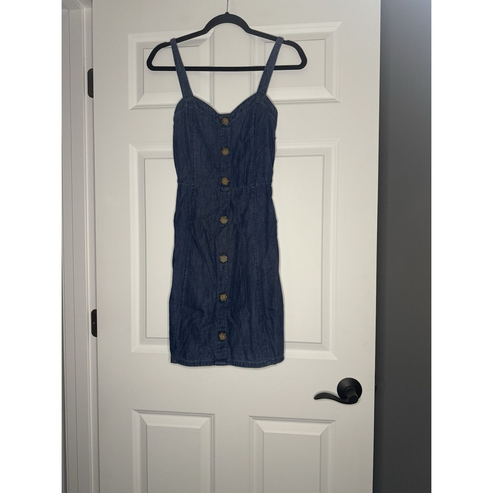 Abercrombie & Fitch Dark Denim Button-Front Mini Dress